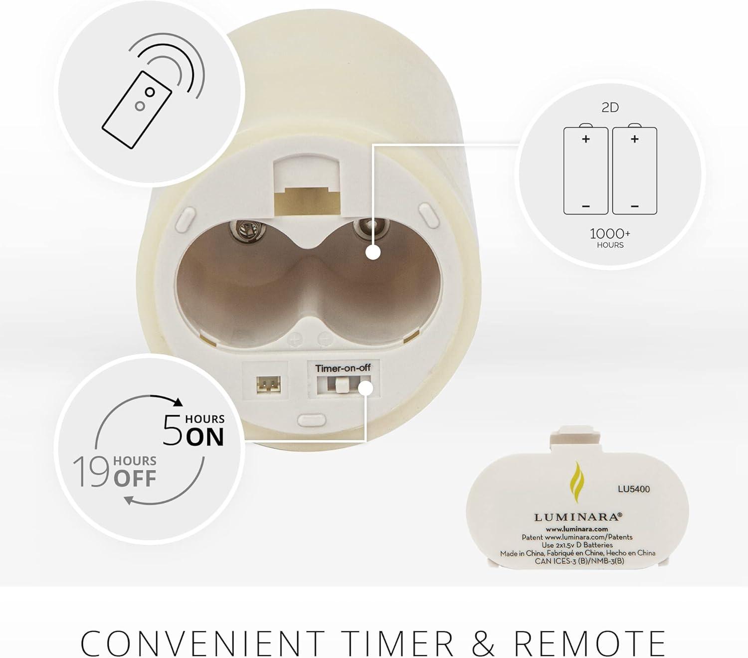 Luminara Flameless LED Candle, Moving Flame Pillar, Remote Ready, Timer, Battery Operated, Vanilla Honey Scented, Ivory (3.5 in x 7 in)