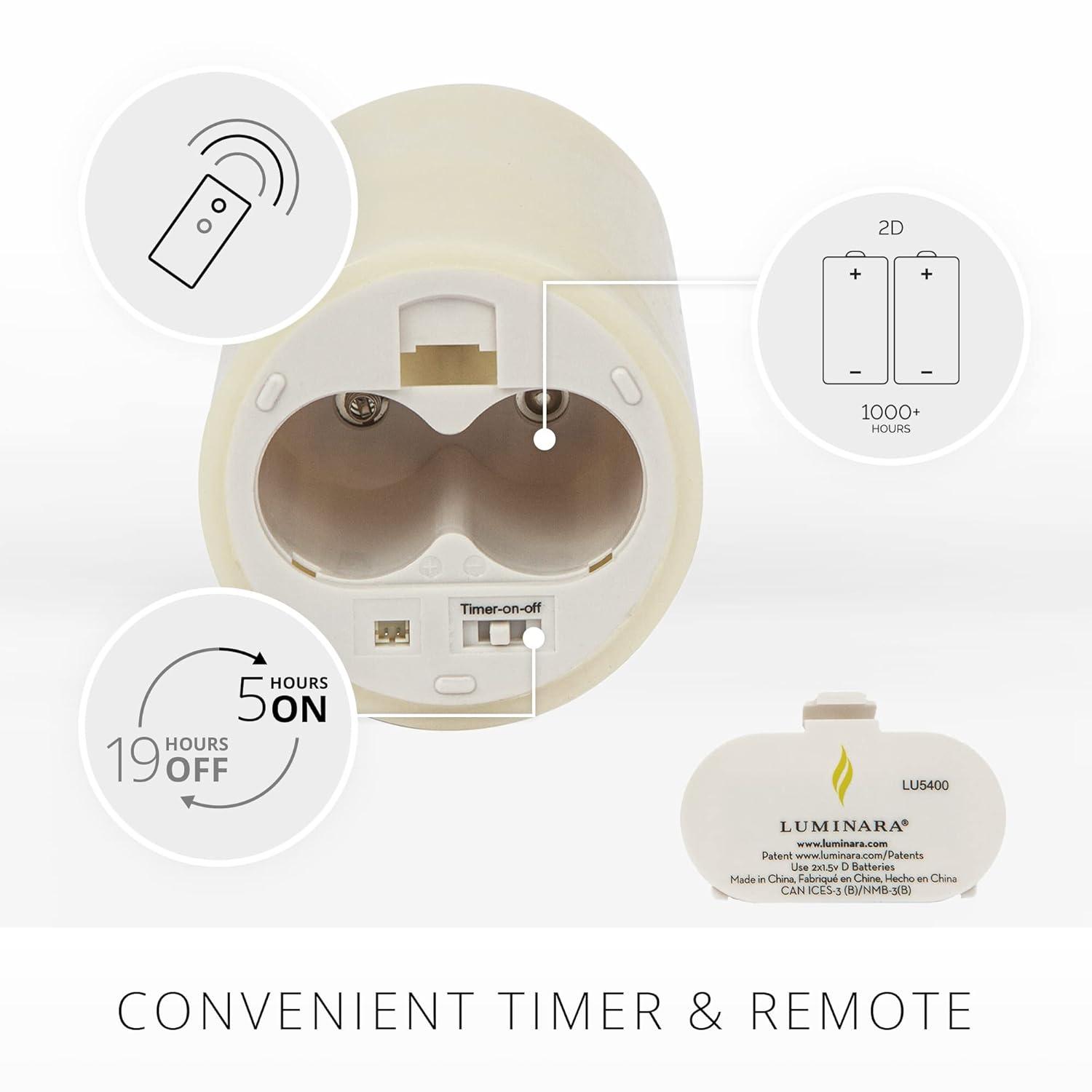 Luminara Flameless LED Candle, Moving Flame Pillar, Remote Ready, Timer, Battery Operated, Vanilla Honey Scented, Ivory (3.5 in x 7 in)