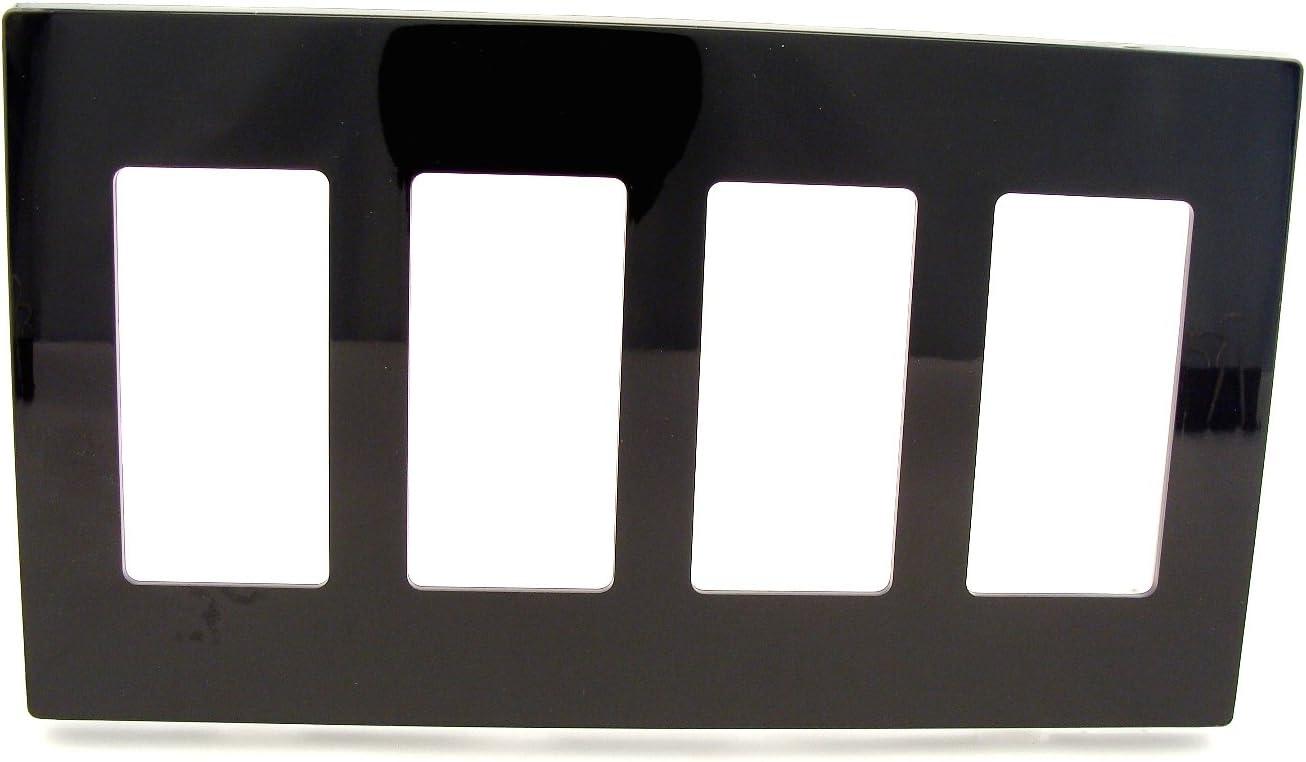 Black Thermoplastic Nylon 4-Gang Screwless Wall Plate