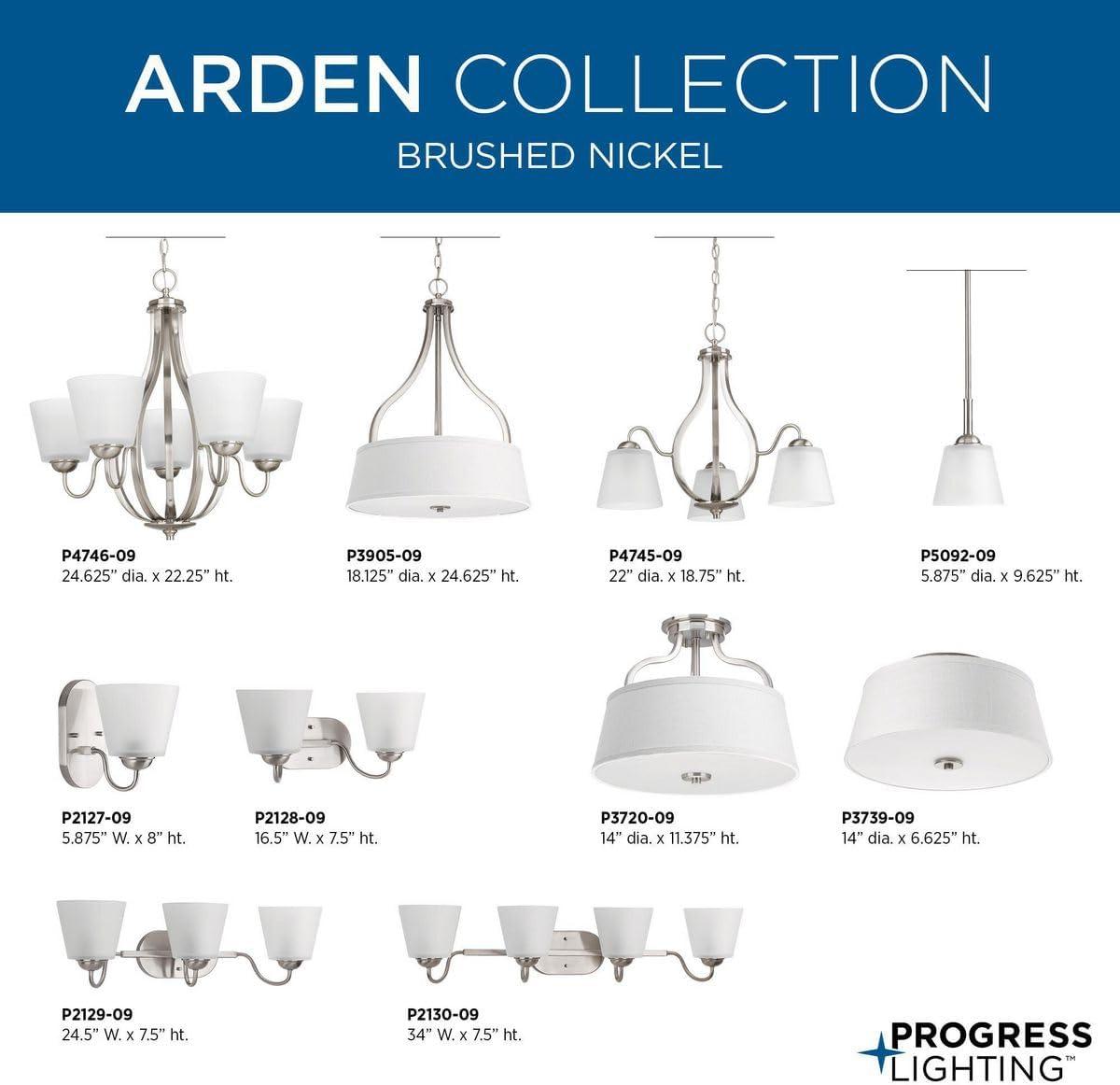 P3720-09-Progress Lighting-Arden - Close-to-Ceiling Light - 2 Light in Farmhouse style - 14 Inches wide by 11.38 Inches high-Brushed Nickel Finish