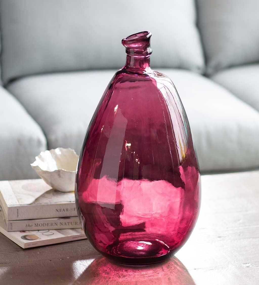 VivaTerra Recycled Tall Glass Balloon Vase – Handblown Glass Vases for Centerpieces – Unique Organic Shape in a Delicate Aqua Color – Sustainable and Unique Home Decor (19" H x 10" Dia.)