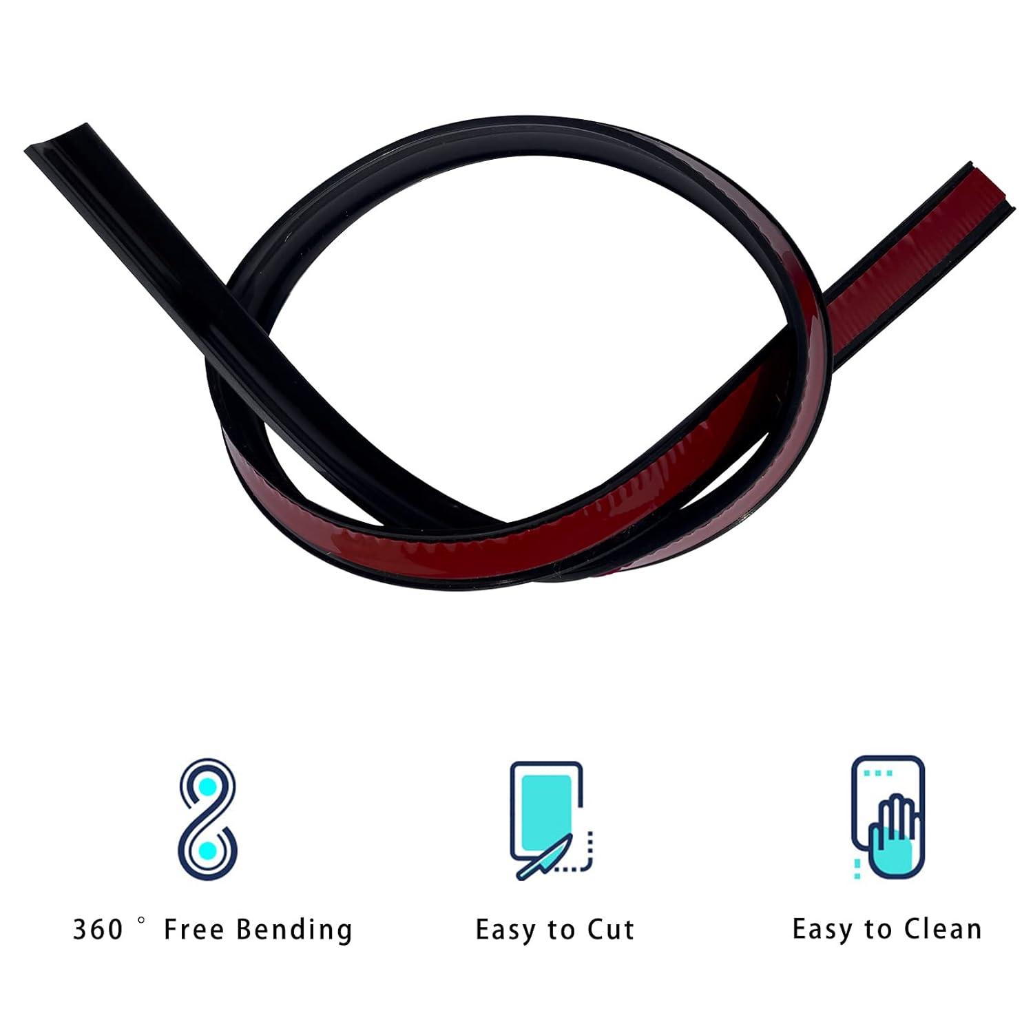 Water Guard for Kitchen Sink，Silicone Rubber Kitchen Splash Guard, Corner Water Retaining Dam Strip for Countertop,Shower, Bathroom, Self Adhesive Caulk Seal Strip Edge Trim (Black, 39 Inch)
