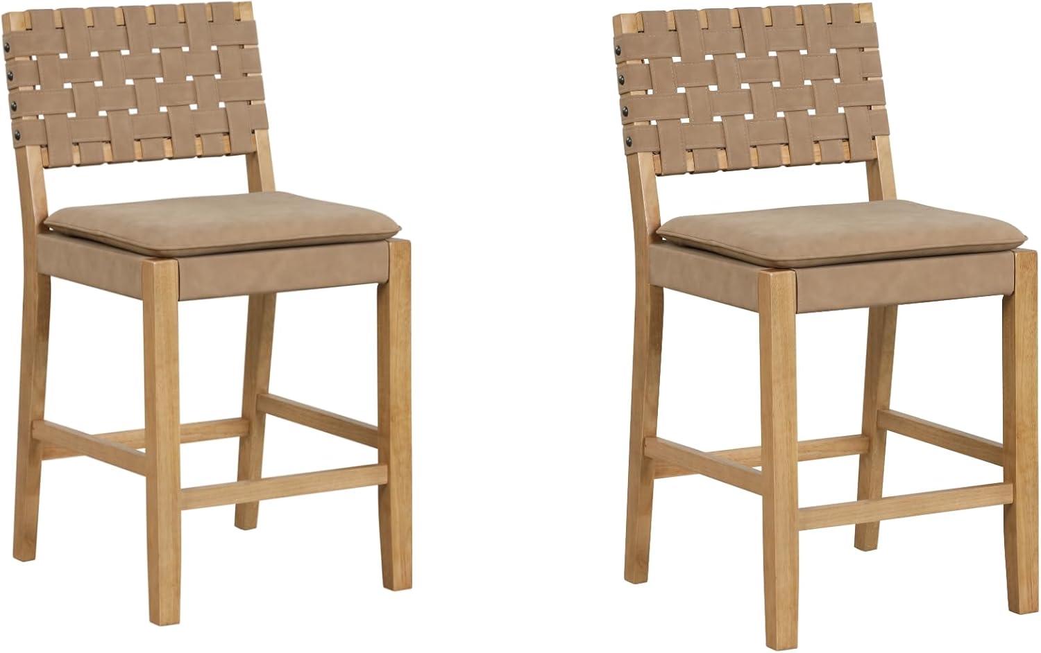 Arleatha Upholstered 24'' Counter Stool with Solid Wood Frame