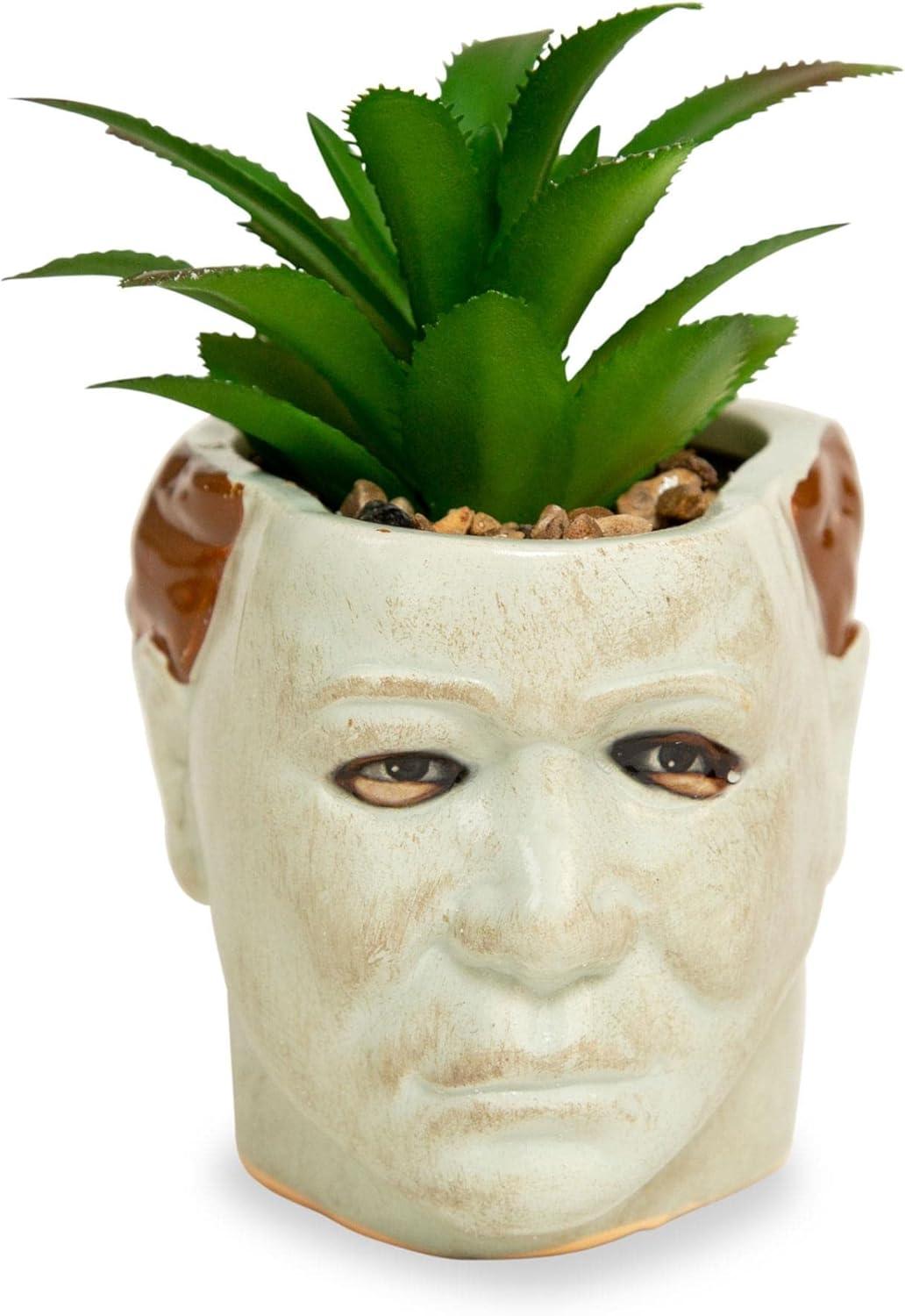 Silver Buffalo Halloween Michael Myers 3-Inch Ceramic Mini Planter With Artificial Succulent