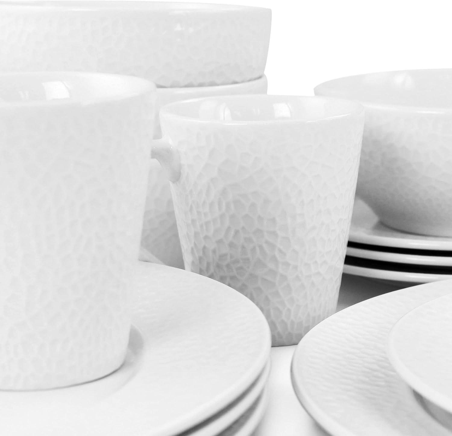 Jasmine White Porcelain 16-Piece Dinnerware Set