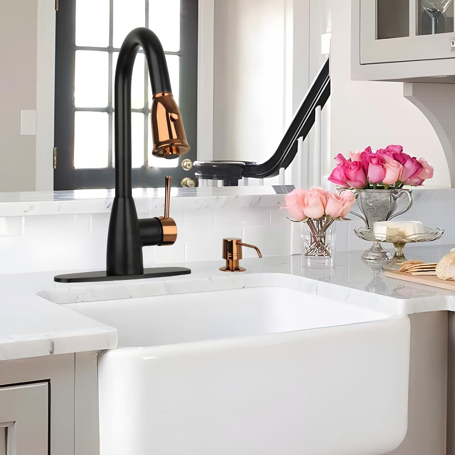 Pull Down Kitchen Faucet with Single Handle and Deck Plate