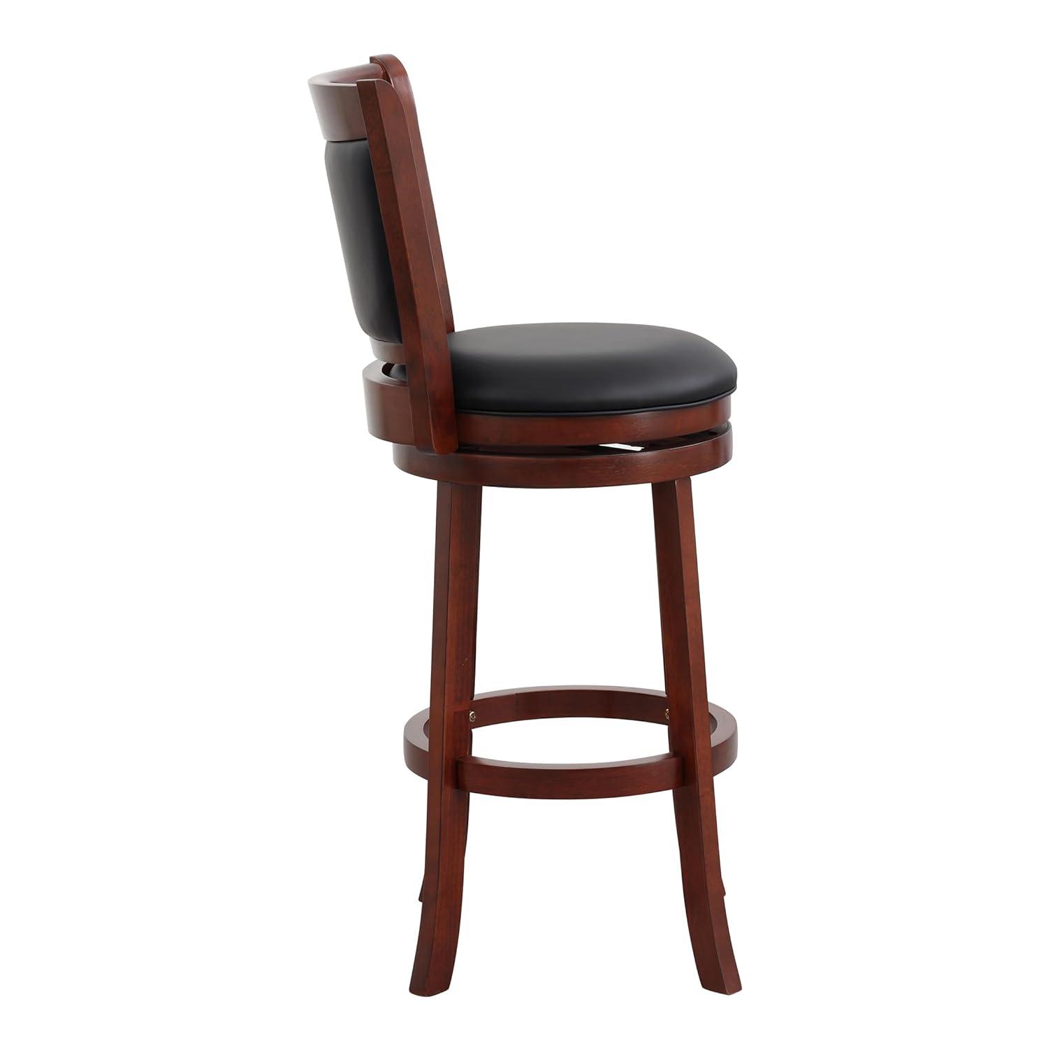 Lexicon Shapel Faux Leather Swivel Bar Stool in Dark Cherry