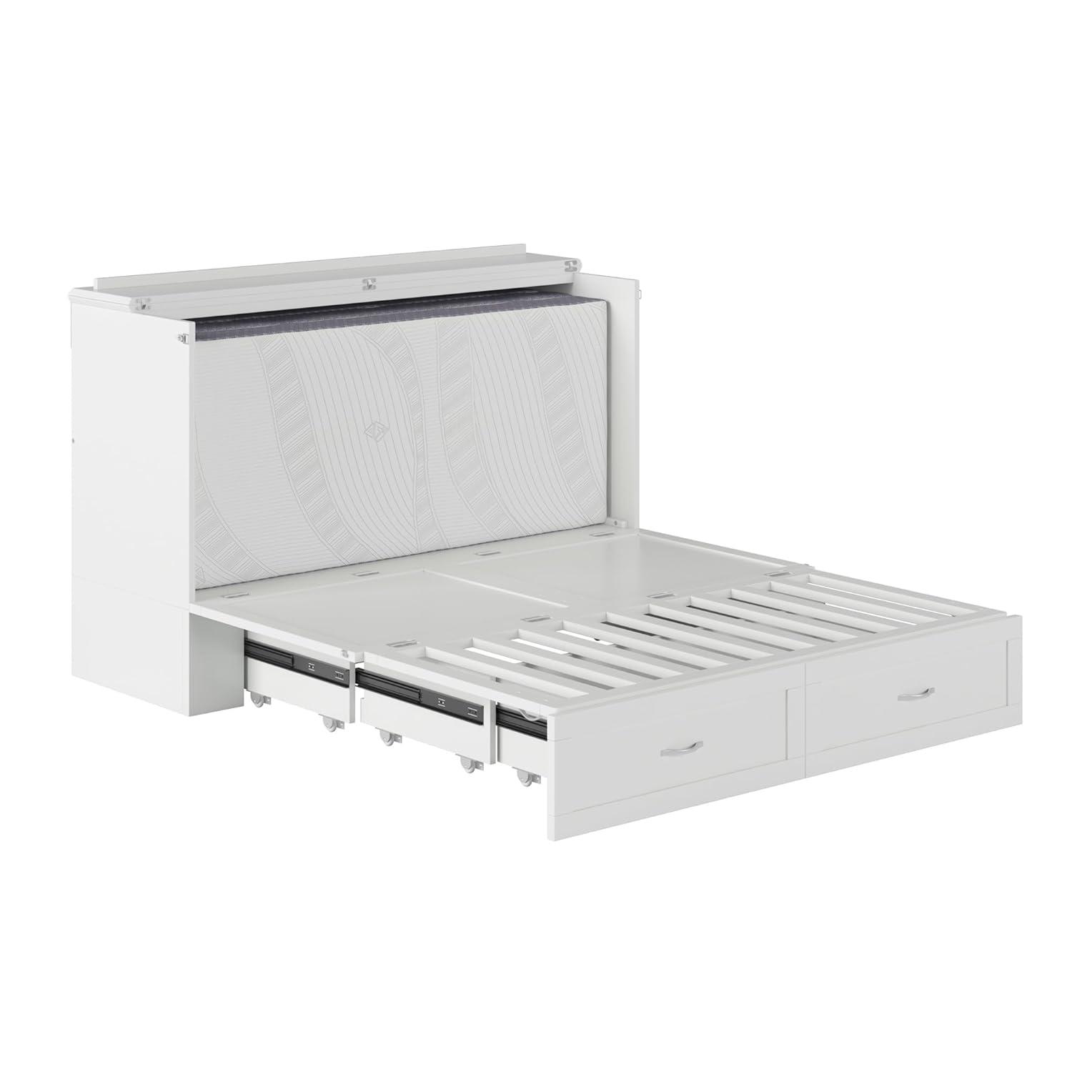 Hamilton Murphy Bed Chest Queen White with Charging Station