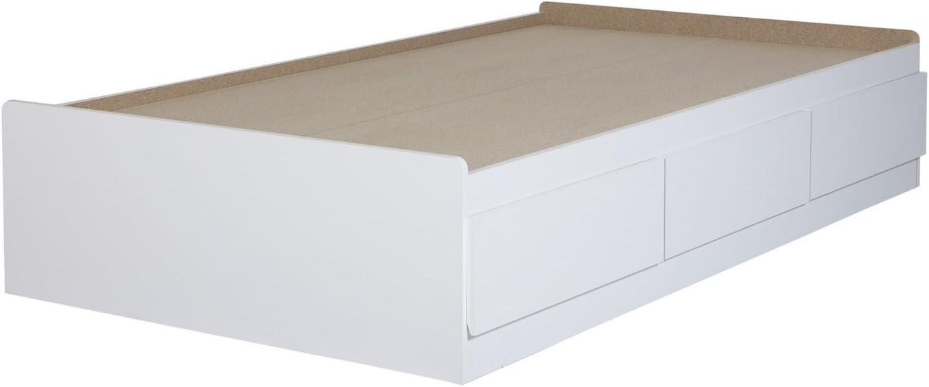 Twin Fusion White Wood Frame Mates Bed with 3 Storage Drawers