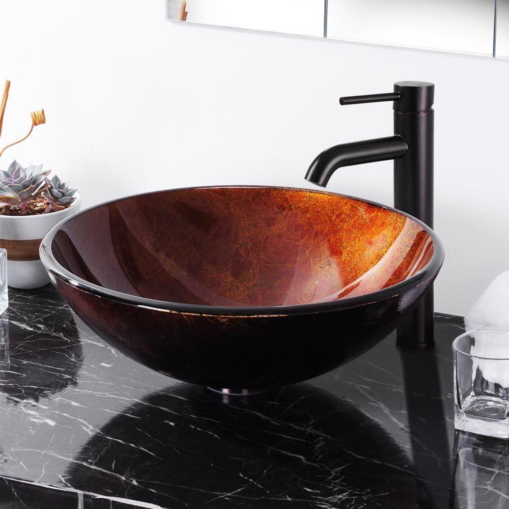 Tempered Glass Circular Vessel Bathroom Sink