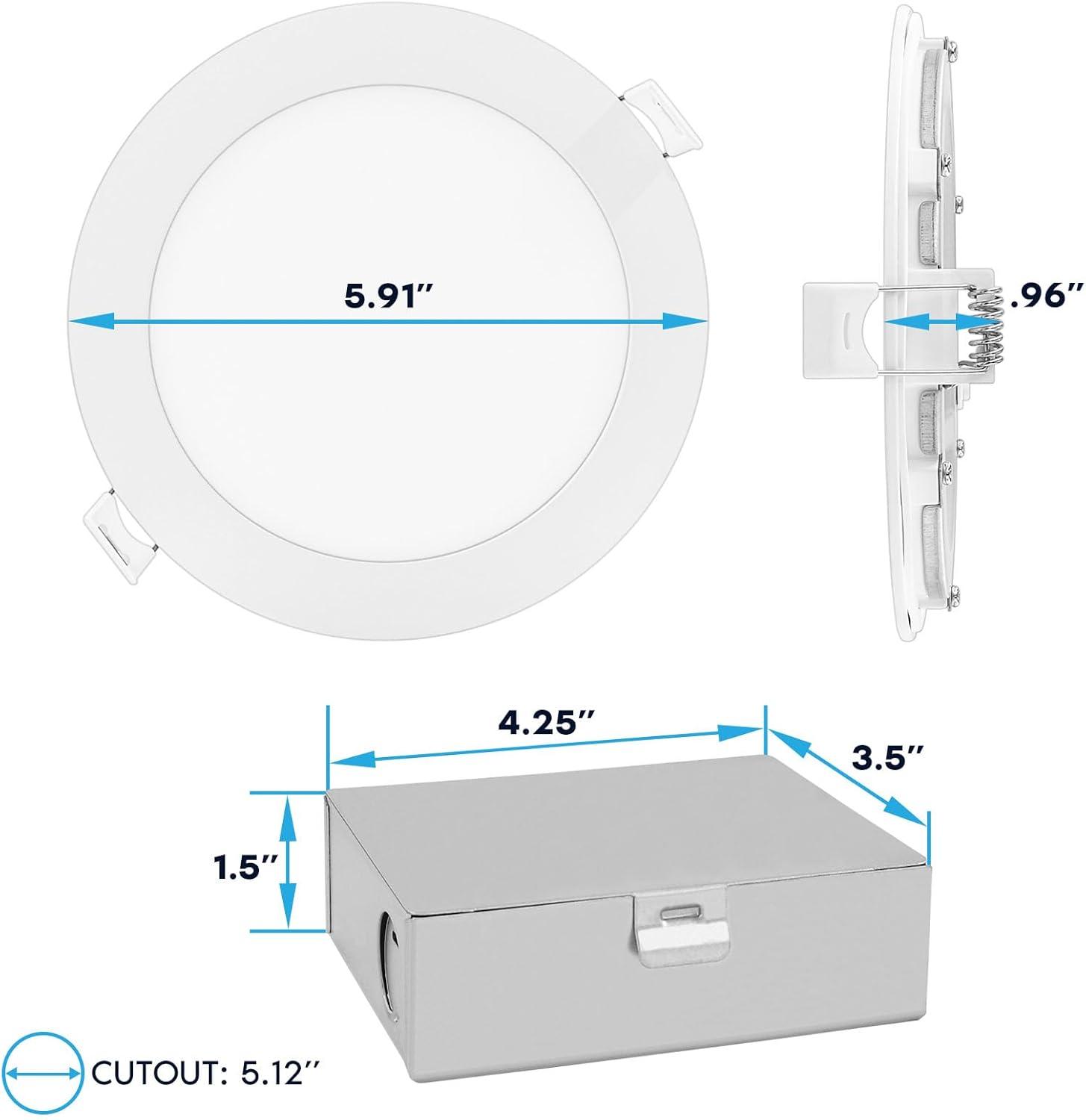 5.91'' Selectable Color Temperature Dimmable Air-Tight IC Rated LED Canless Recessed Lighting Kit