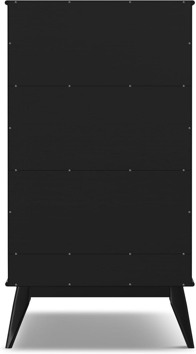 Simpli Home Draper SOLID HARDWOOD 64 inch x 35 inch Mid Century Modern Wide Bookcase and Storage Unit in Black