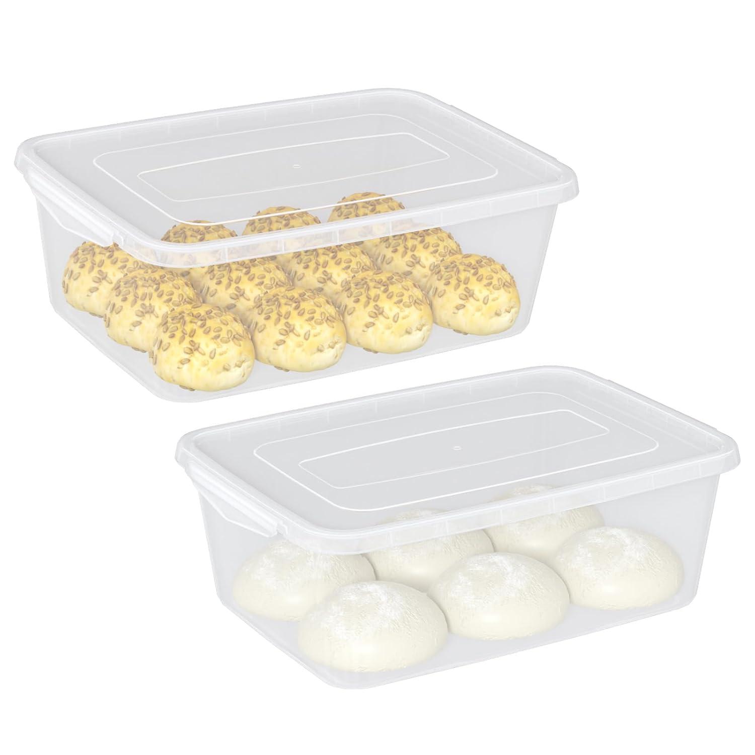 Zopnny 2-Pack Plastic Containers Box with Latching Lid, Stackable Nestable Storage Bins, Clear Pizza Dough Proofing Box, 16 Quart