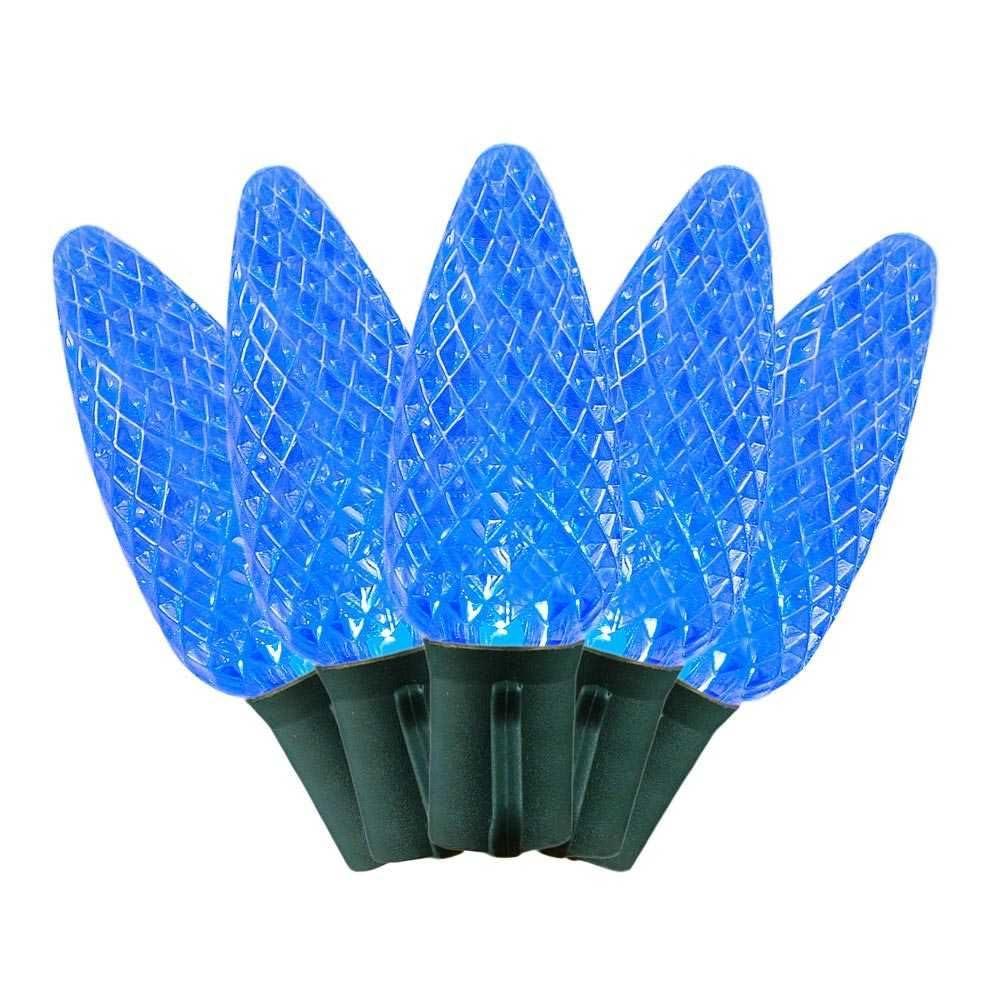 Novelty Lights LED Warm White C9 Faceted, Green Wire (25 Bulbs, 120 V)