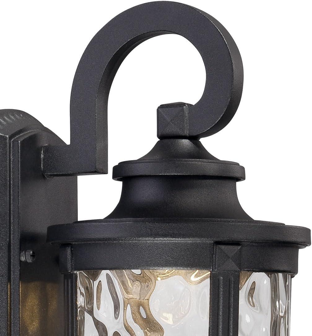 Minka Lavery Rustic Outdoor Wall Light Fixture Black LED 12 1/4" Clear Hammered Glass for Post Exterior Barn Deck Porch Yard Patio