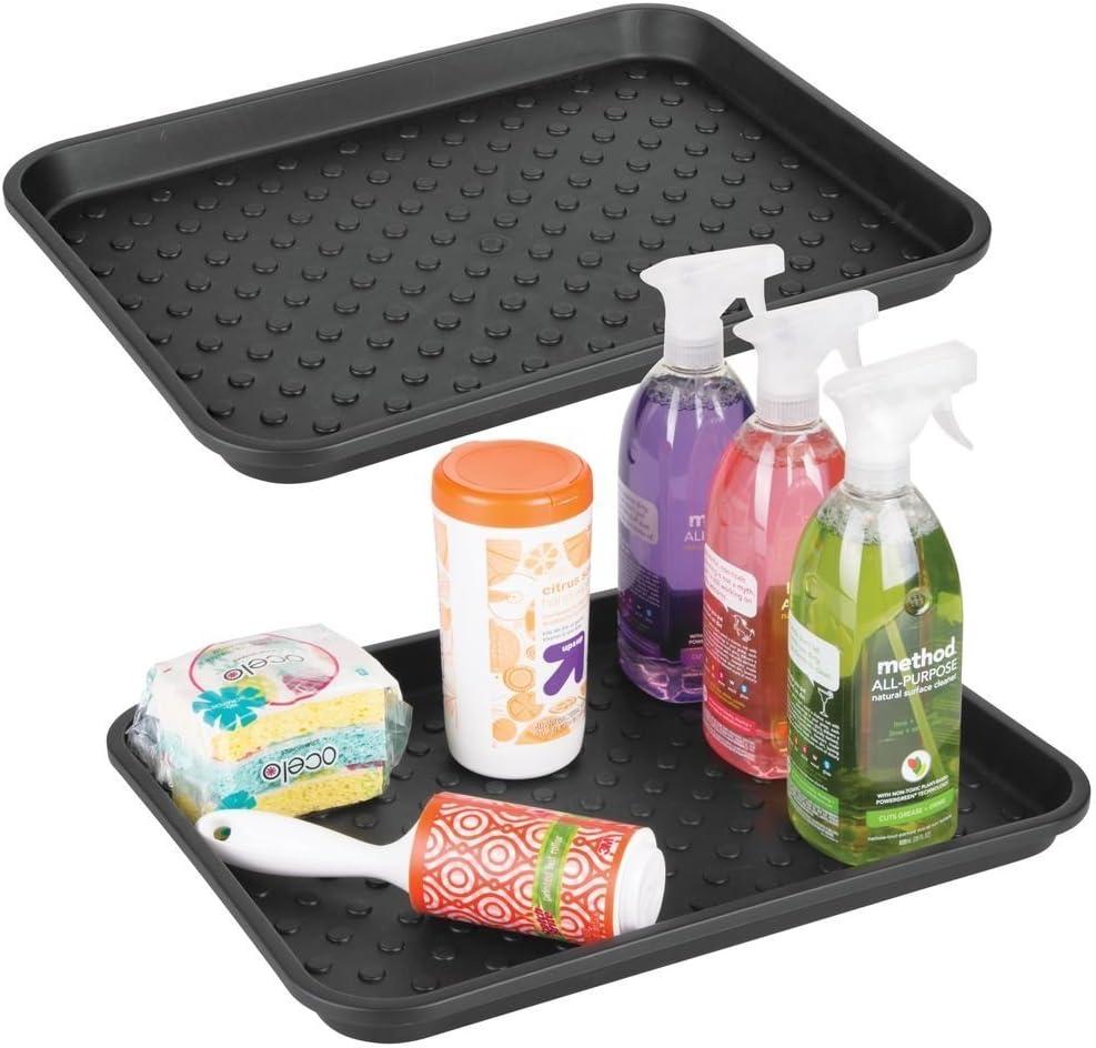 iDesign Plastic Under Sink Mat Tray - 2 Pack, 17" x 13" x 2", Black