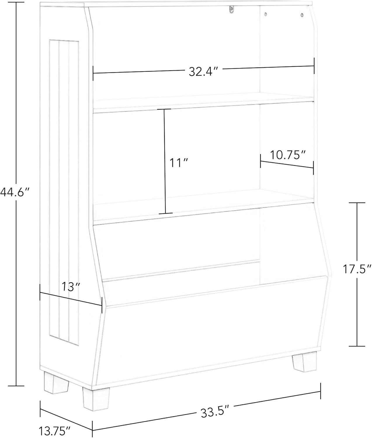 Kids 34" Bookcase with Toy Organizer and 2 Bins