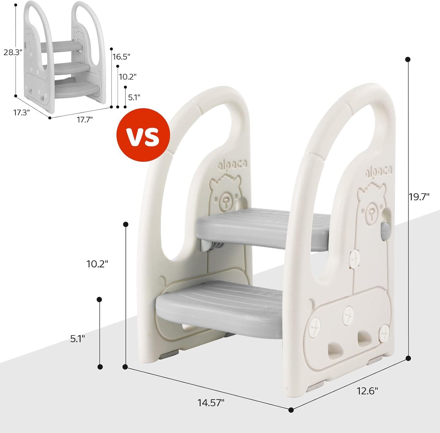 Adaptable Kids Leaning Chair & Step Stool Grey