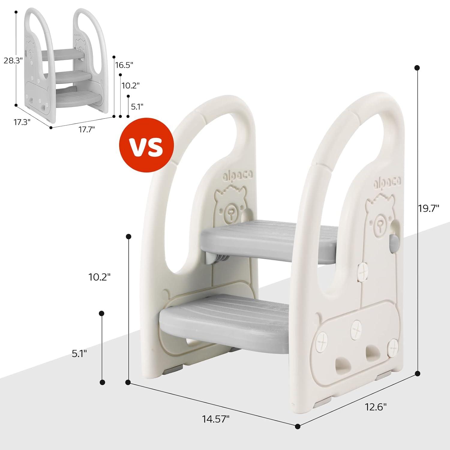 Adaptable Kids Leaning Chair & Step Stool Grey