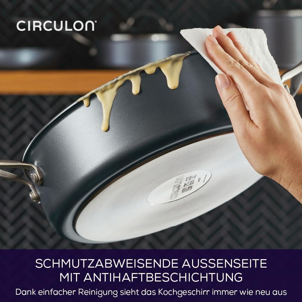 Circulon A1 Series with ScratchDefense Technology 5qt Nonstick Induction Saute Pan with Lid Graphite: Dishwasher-Safe, 11.5" Aluminum Fry Pan