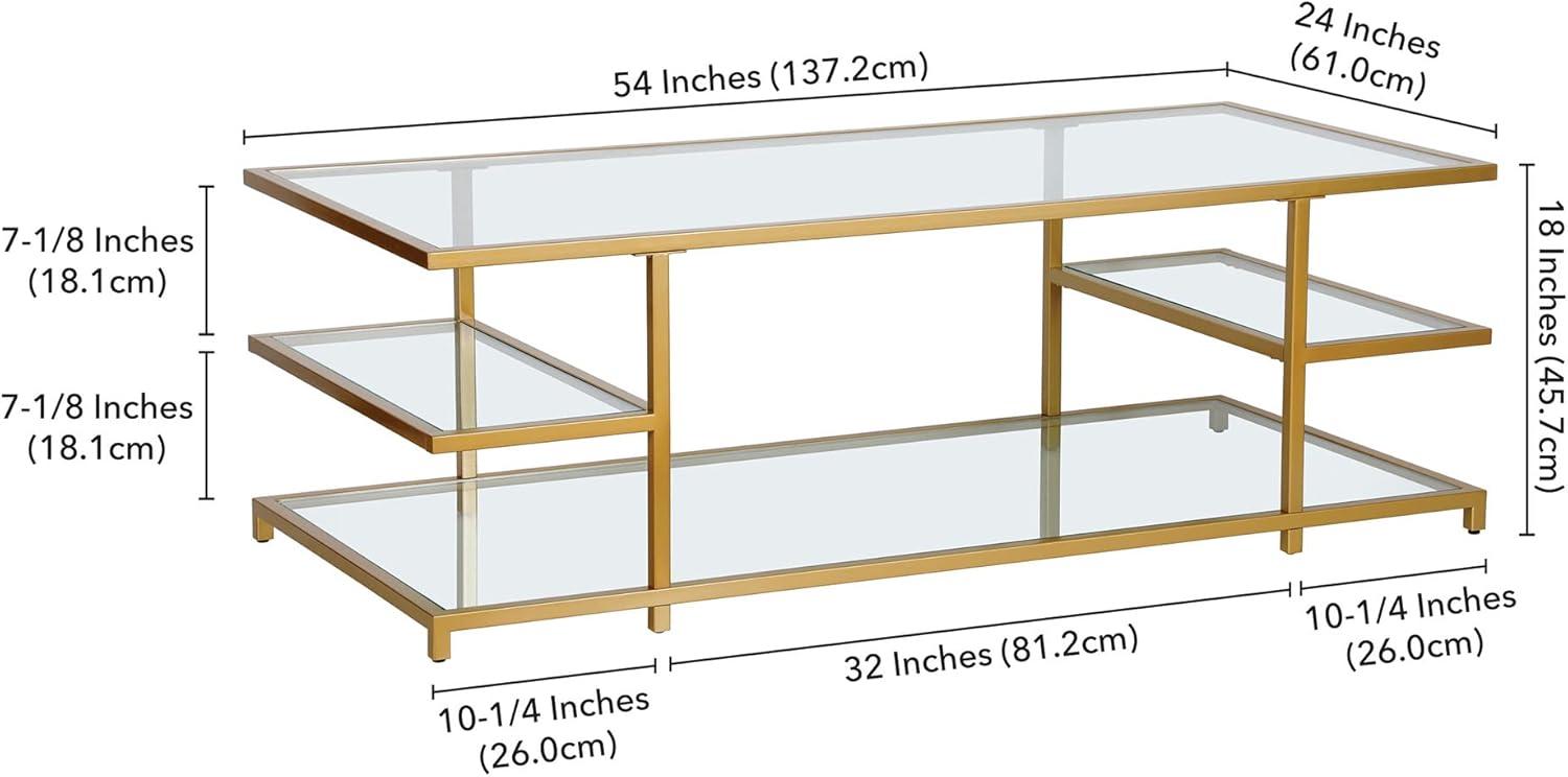 Henn&Hart 54" Gold Coffee Table