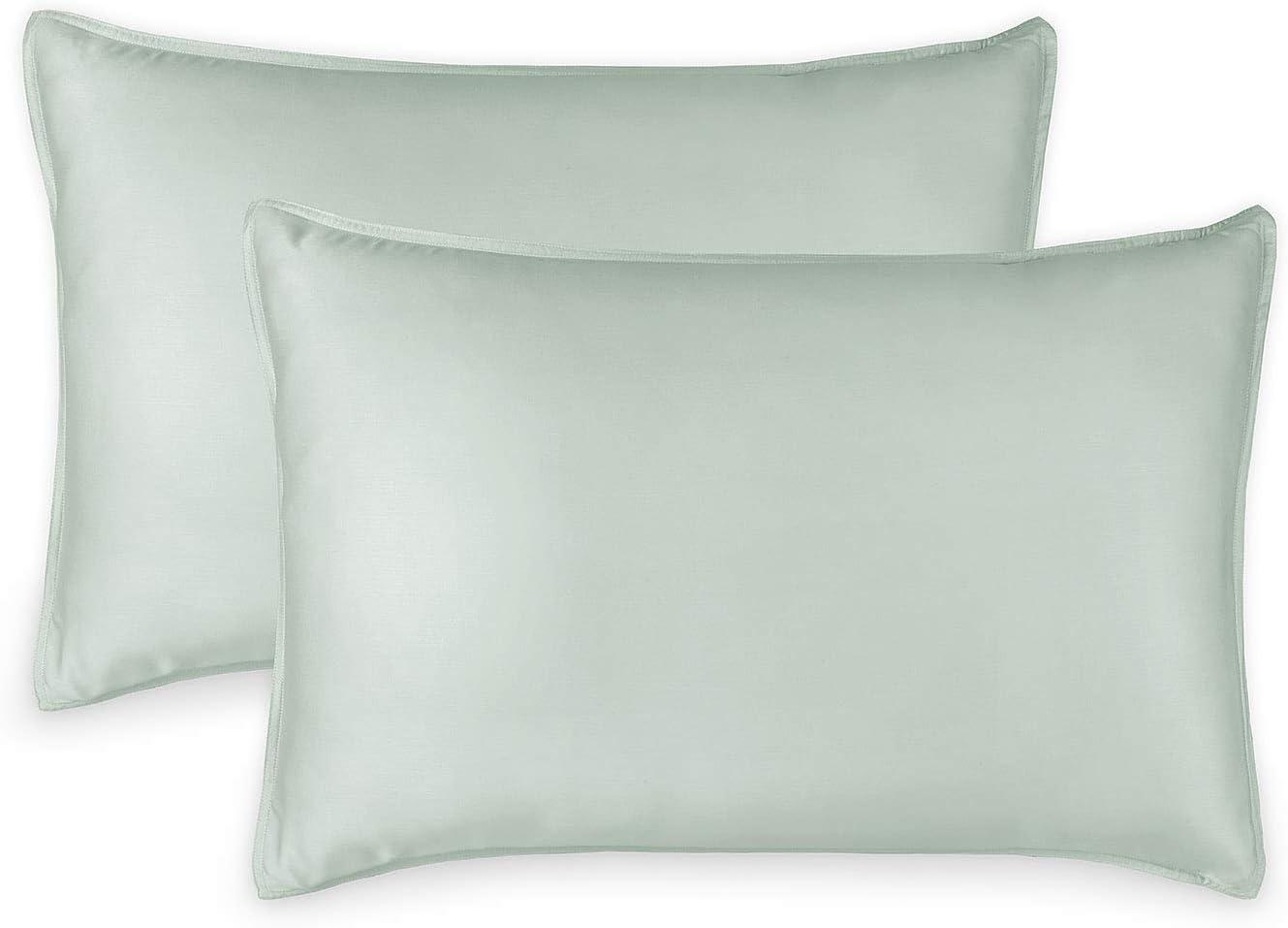 PURE BAMBOO Pillowcases - Queen Size 2-piece Set (20"x30") - Genuine 100% Organic Bamboo Viscose, Luxuriously Soft & Cooling, Double Stitching, Envelope Closure (2 Queen Pillowcases, Sea Glass)