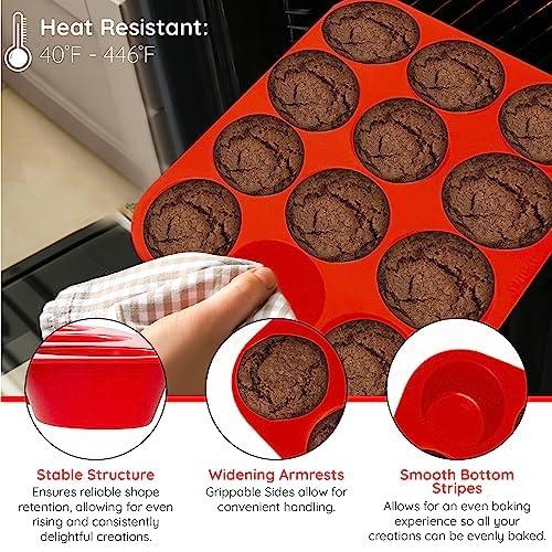 RUseeN Silicone Muffin Pan 2 Pack - 12 Cups Regular Silicone Cupcake Pan, Non-stick Silicone Great for Making Muffin Cakes, Tart, Bread - BPA Free and Dishwasher Safe