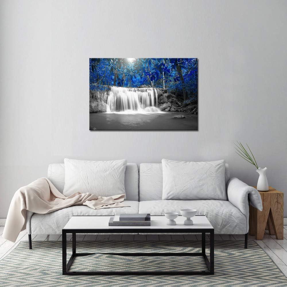 Blue and Black Waterfall Landscape Canvas Print for Kids 24x36