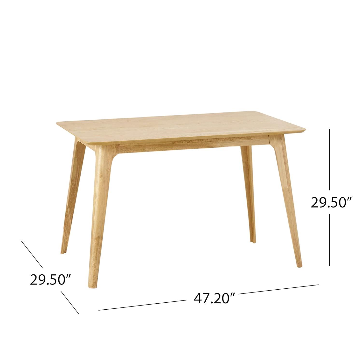 Gideon Dining Table - Natural Oak - Christopher Knight Home: Scandinavian Style, 4-Seat Rectangle, Rubberwood