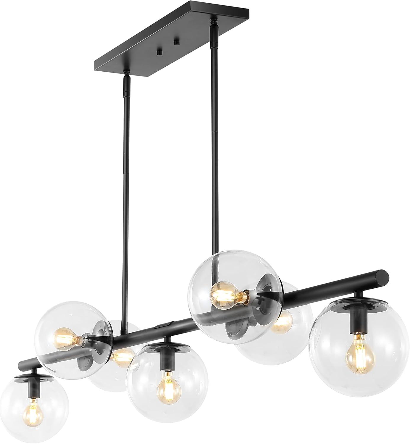 Luca Parisian Black Iron 7-Light Linear LED Pendant