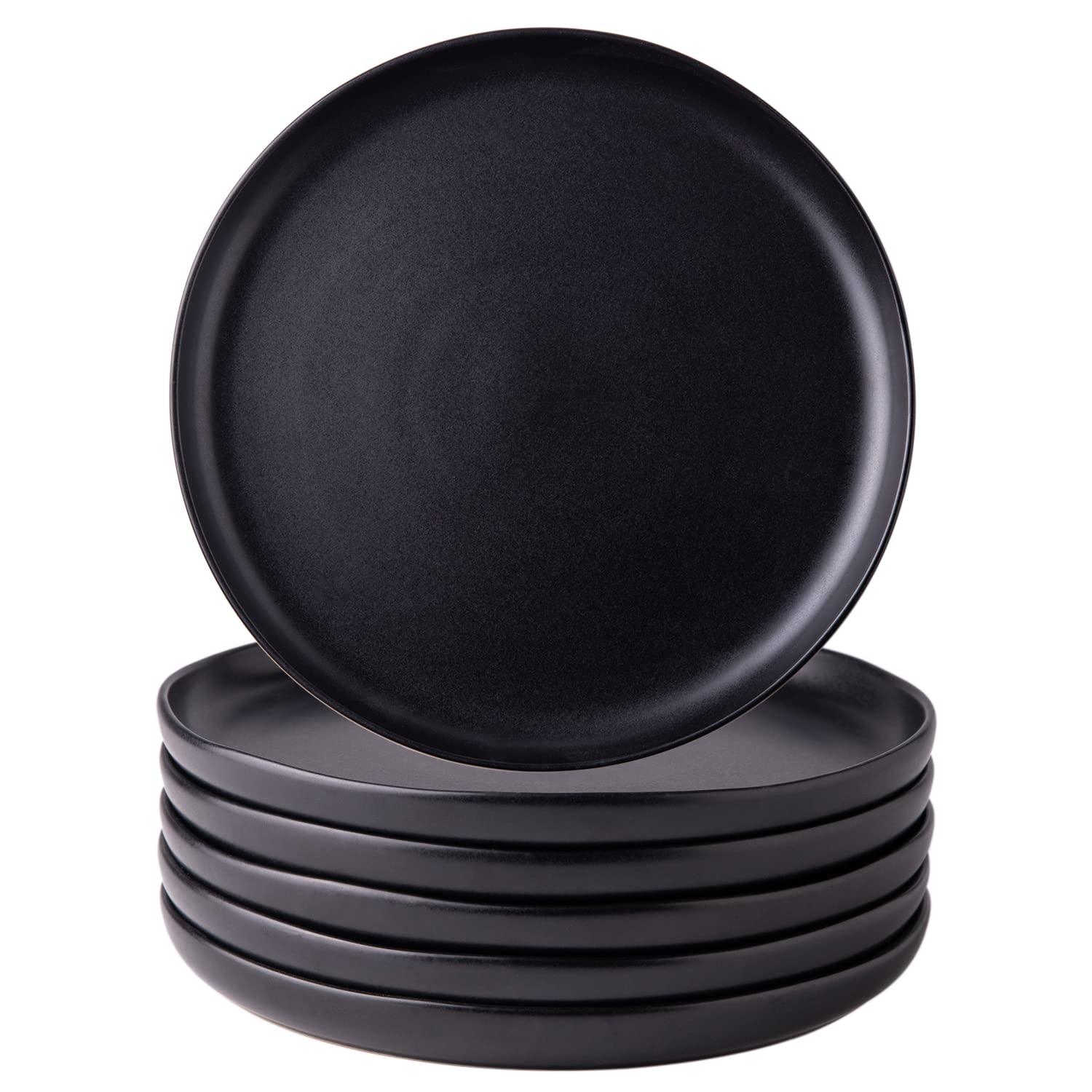 Ceramic Dinner Salad Plates Set of 6 | Wavy Rim 8.5 Inch Dish Set | Unique Design & Lead-Free | Perfect for Daily Use and Special Occasions