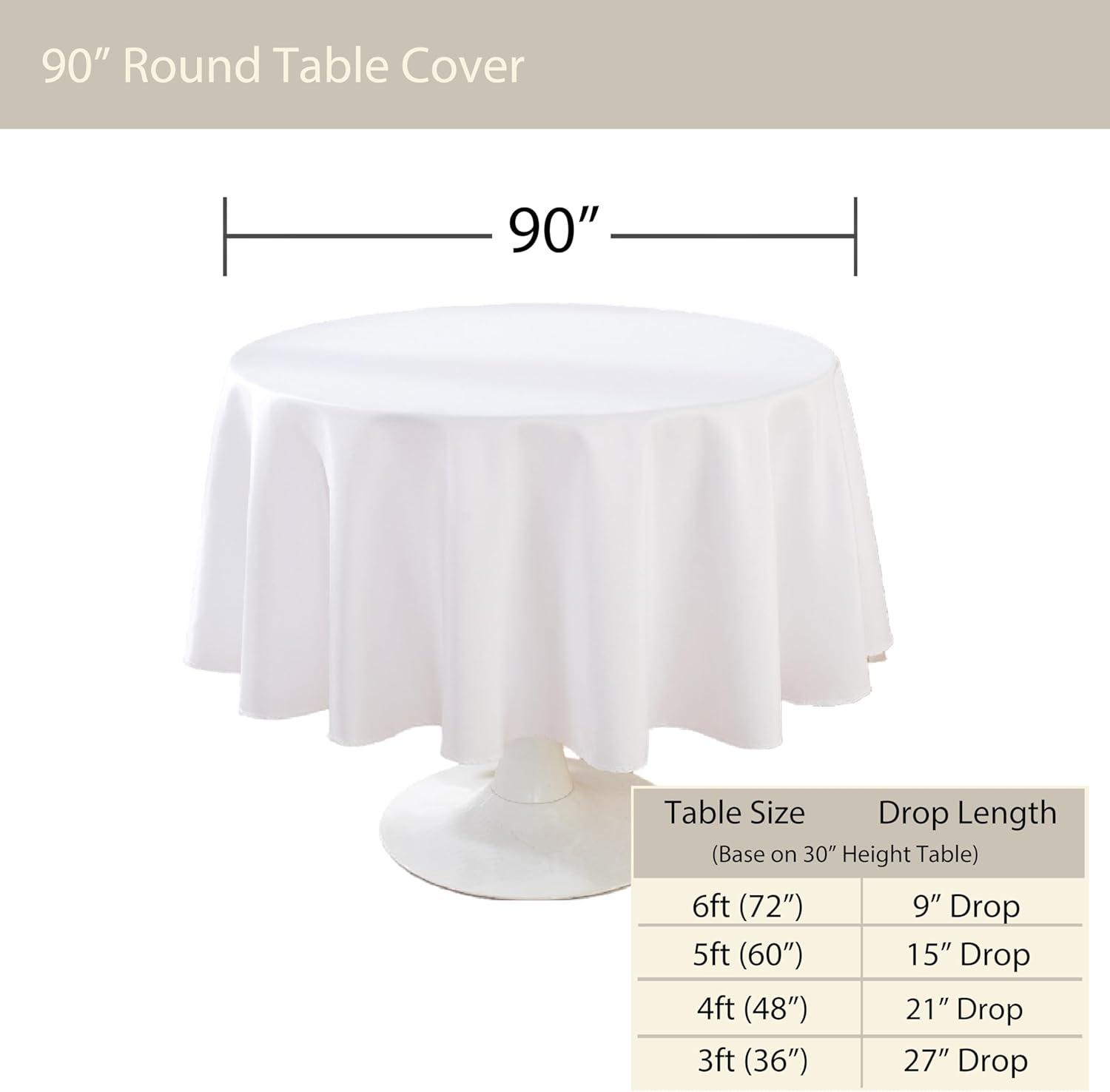 Hokku Designs 10 Packs Premium Round Tablecloth 90 Inch White Polyester Table Cloth Bulk Washable Polyester Fabric Tablecloths Table Cover For Wedding Party Banquet Buffet Table Holiday Dinner (White, 90 Inch)