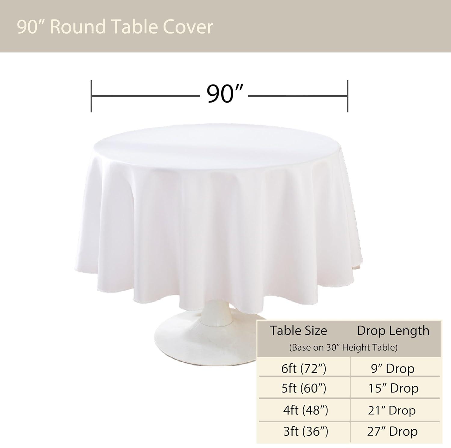 Hokku Designs 10 Packs Premium Round Tablecloth 90 Inch White Polyester Table Cloth Bulk Washable Polyester Fabric Tablecloths Table Cover For Wedding Party Banquet Buffet Table Holiday Dinner (White, 90 Inch)