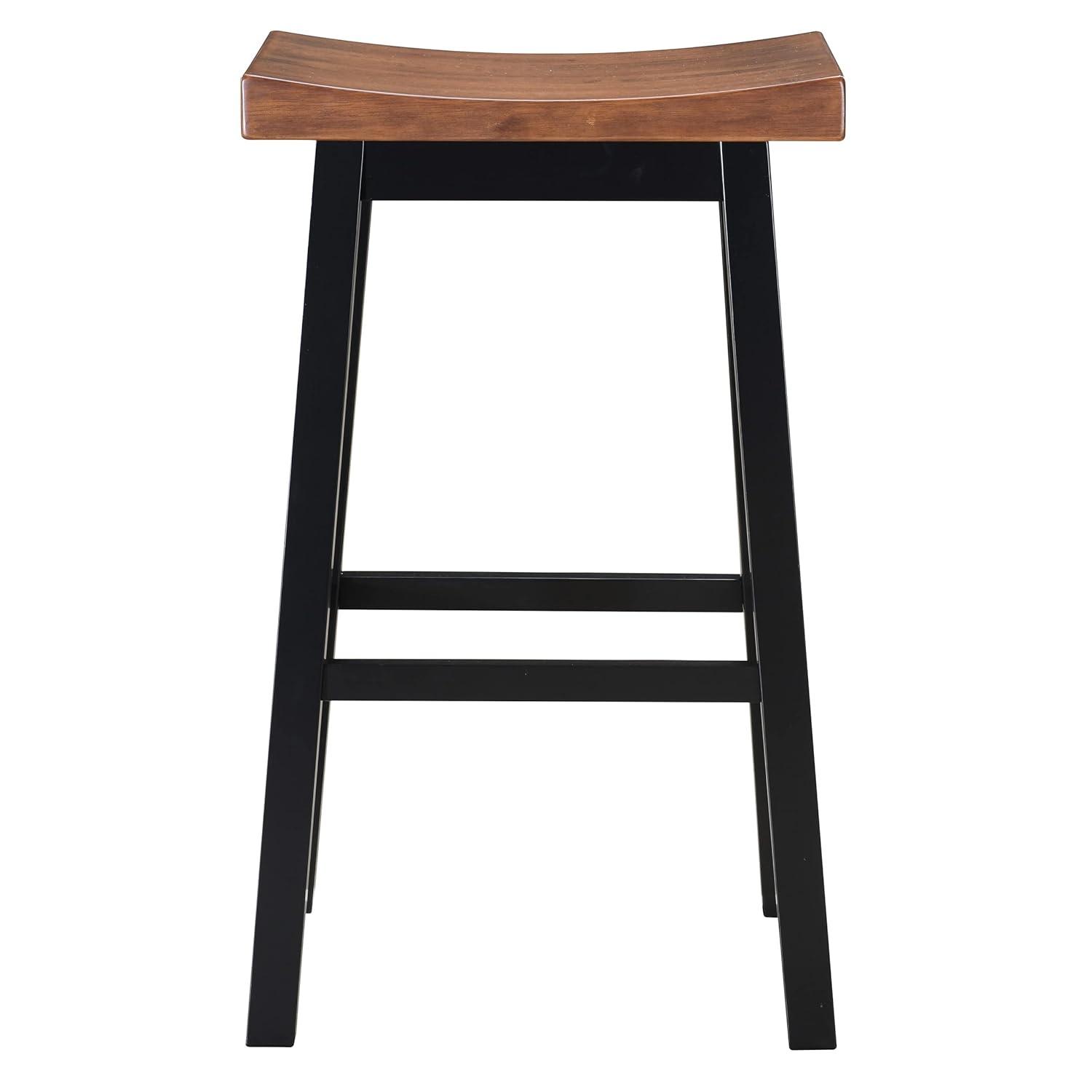 LuXeo LuXeo Lakewood Solid Wood Saddle Barstool (Set of 2)