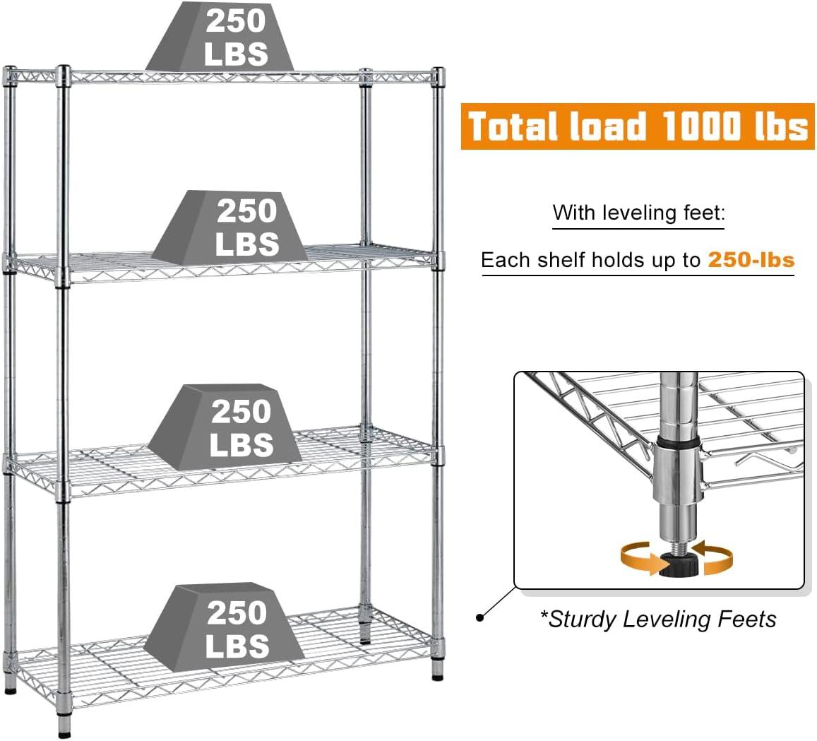 FDW Wire Shelving Unit Heavy Duty Storage Rack Metal Shelf Garage Organizer Wire Rack  (Chrome, 36" L x 14" W x 54" H)