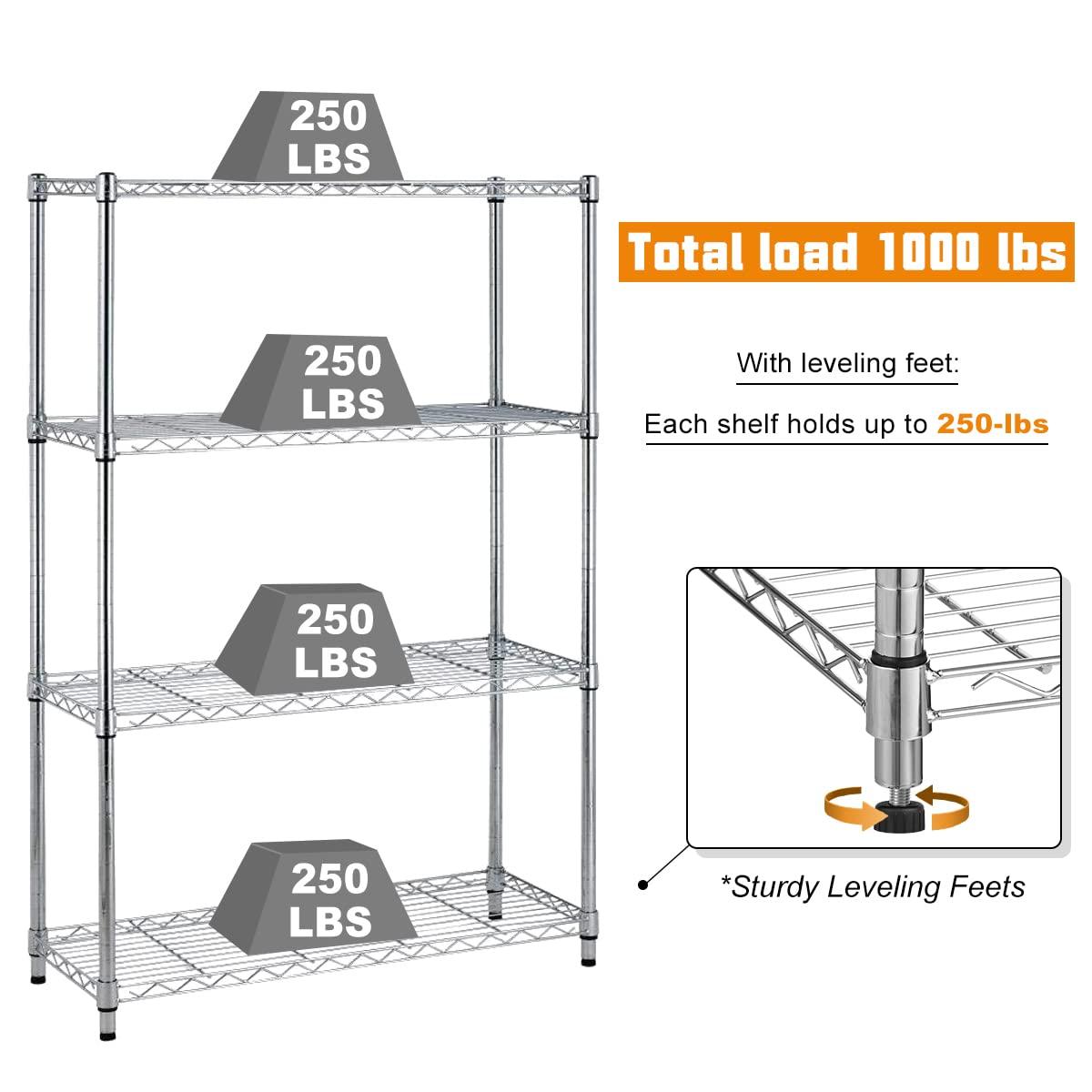 FDW Wire Shelving Unit Heavy Duty Storage Rack Metal Shelf Garage Organizer Wire Rack  (Chrome, 36" L x 14" W x 54" H)