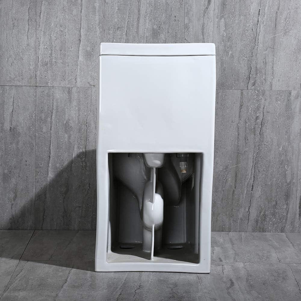 WOODBRIDGE T-0020 Dual Flush Elongated One Piece Toilet with Soft Closing Seat Design, Deluxe Square