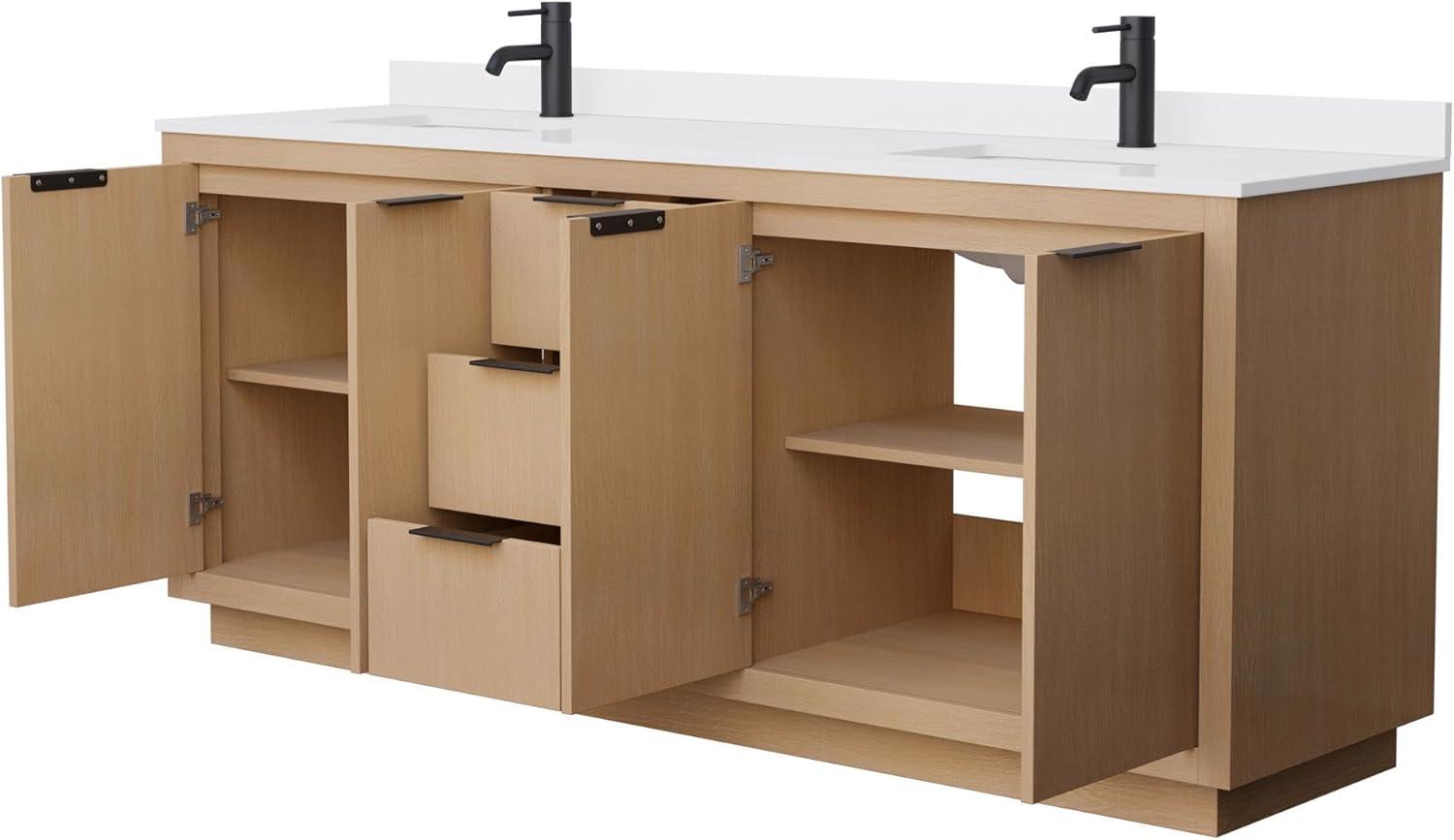 Wyndham Collection Maroni 80'' Double Bathroom Vanity with Marble Top