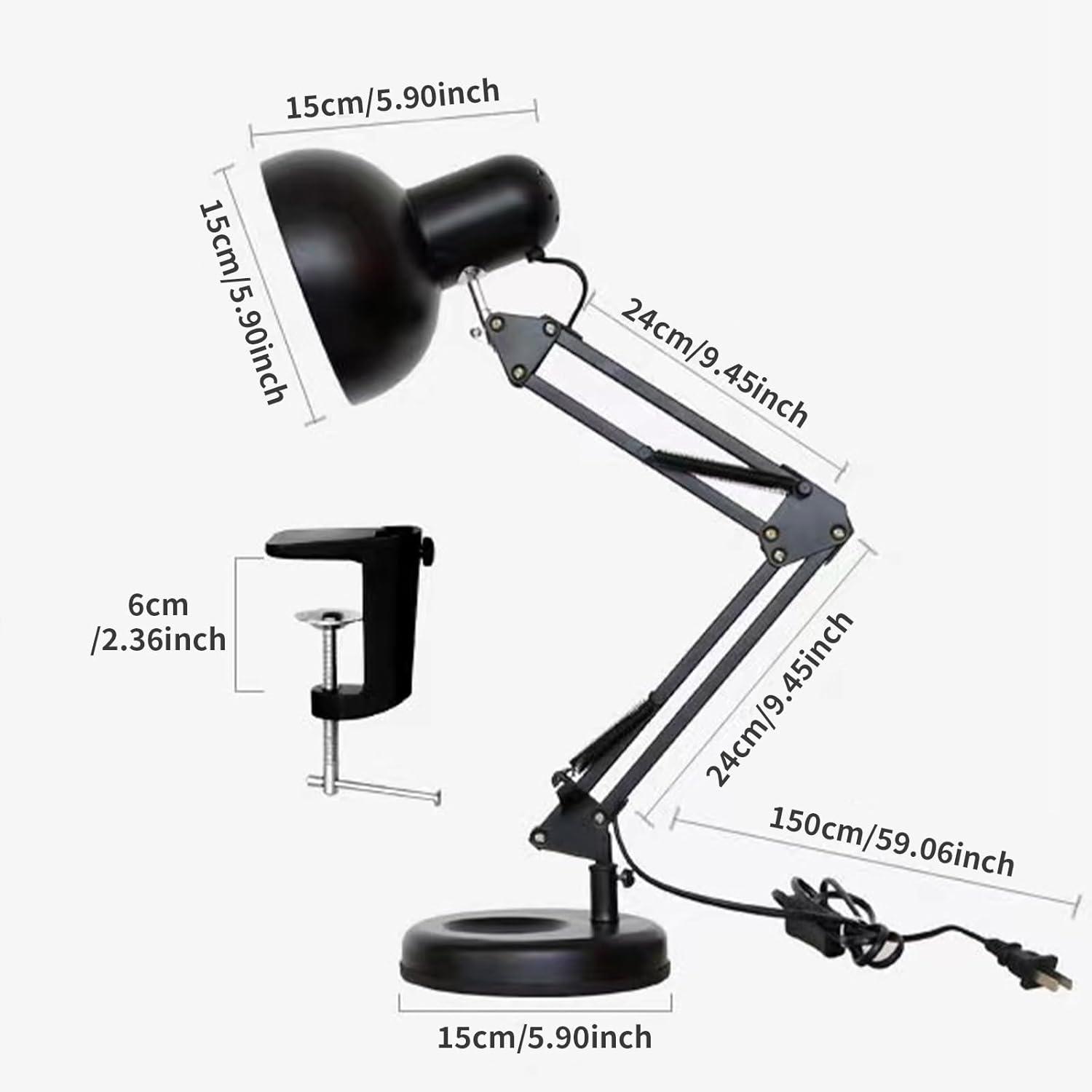 Black Adjustable Metal Clip-on Desk Lamp