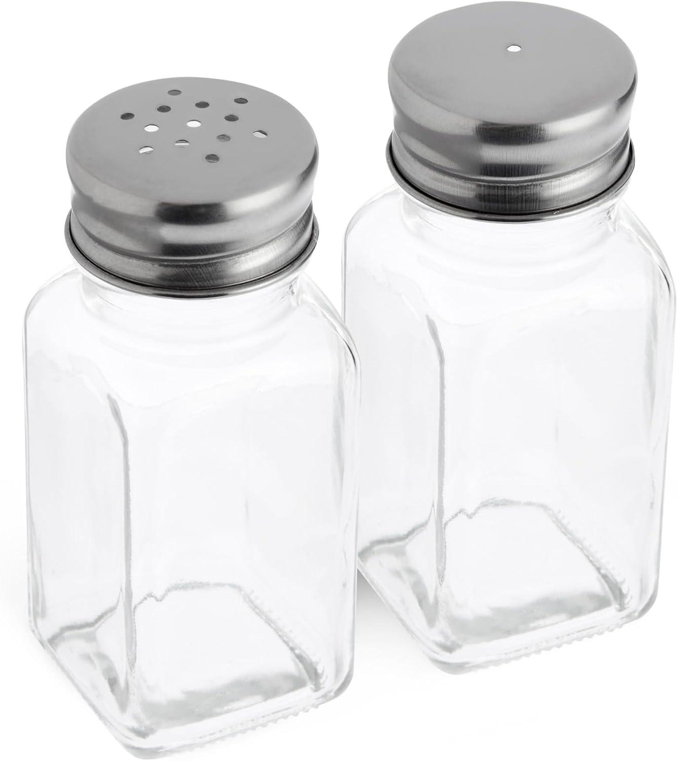 Juvale 24-Pack Square Glass Salt and Pepper Shakers Dispenser, 2-Ounce, Clear