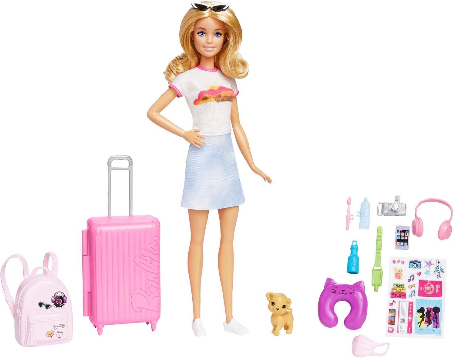 Barbie Doll and Accessories Travel Set with Puppy