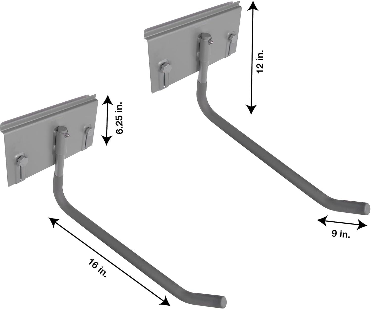 Crownwall Slat Wall Storage Organizer, Heavy Duty Steel 8 Inch Locking Double Hooks, Slatwall Accessories Panels (3 Pack)