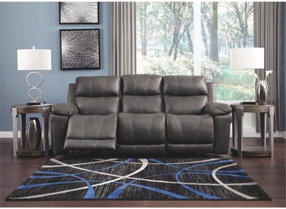 Gray Faux Leather Power Reclining Sofa with USB Charging