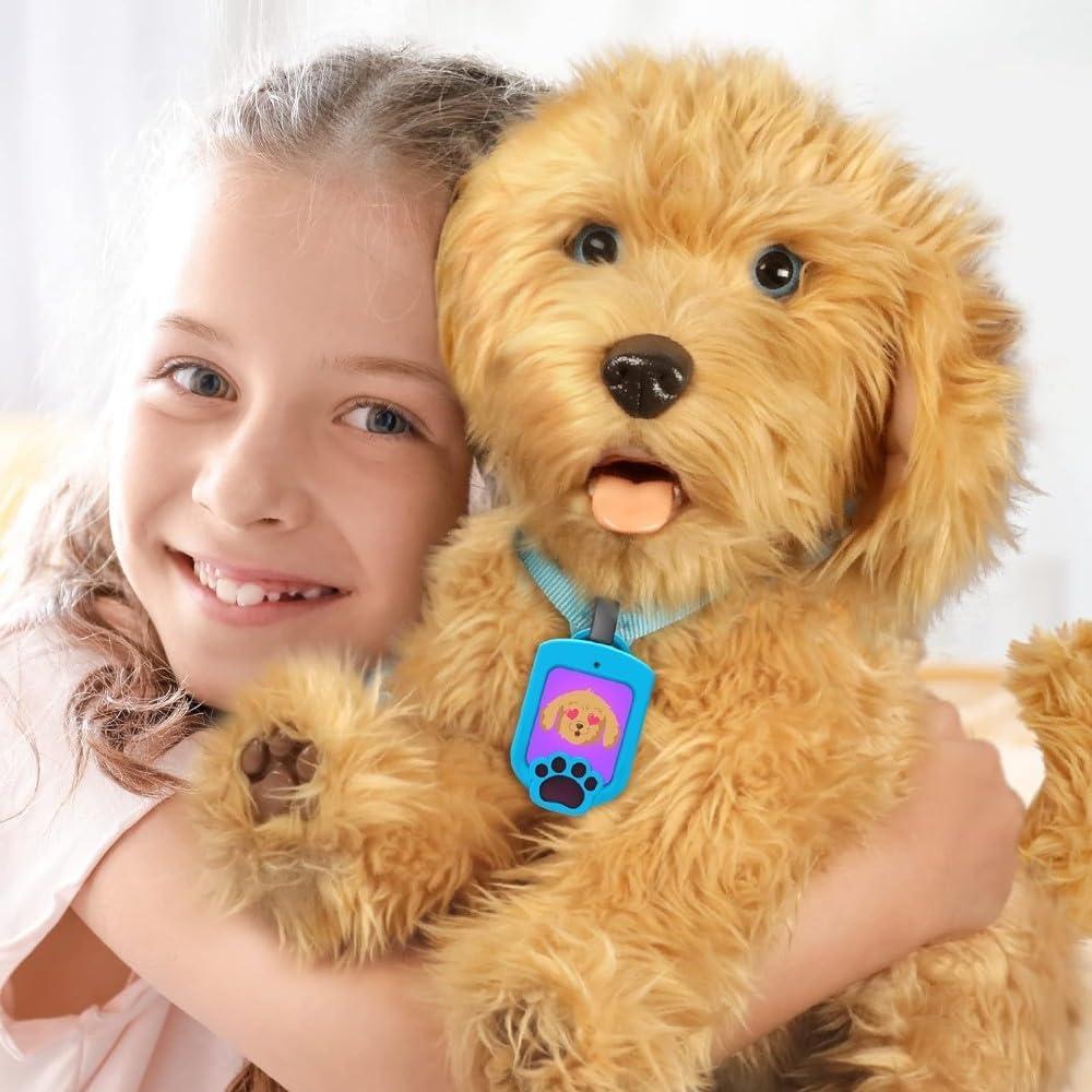 Interactive Brown Plush Labradoodle with Accessories