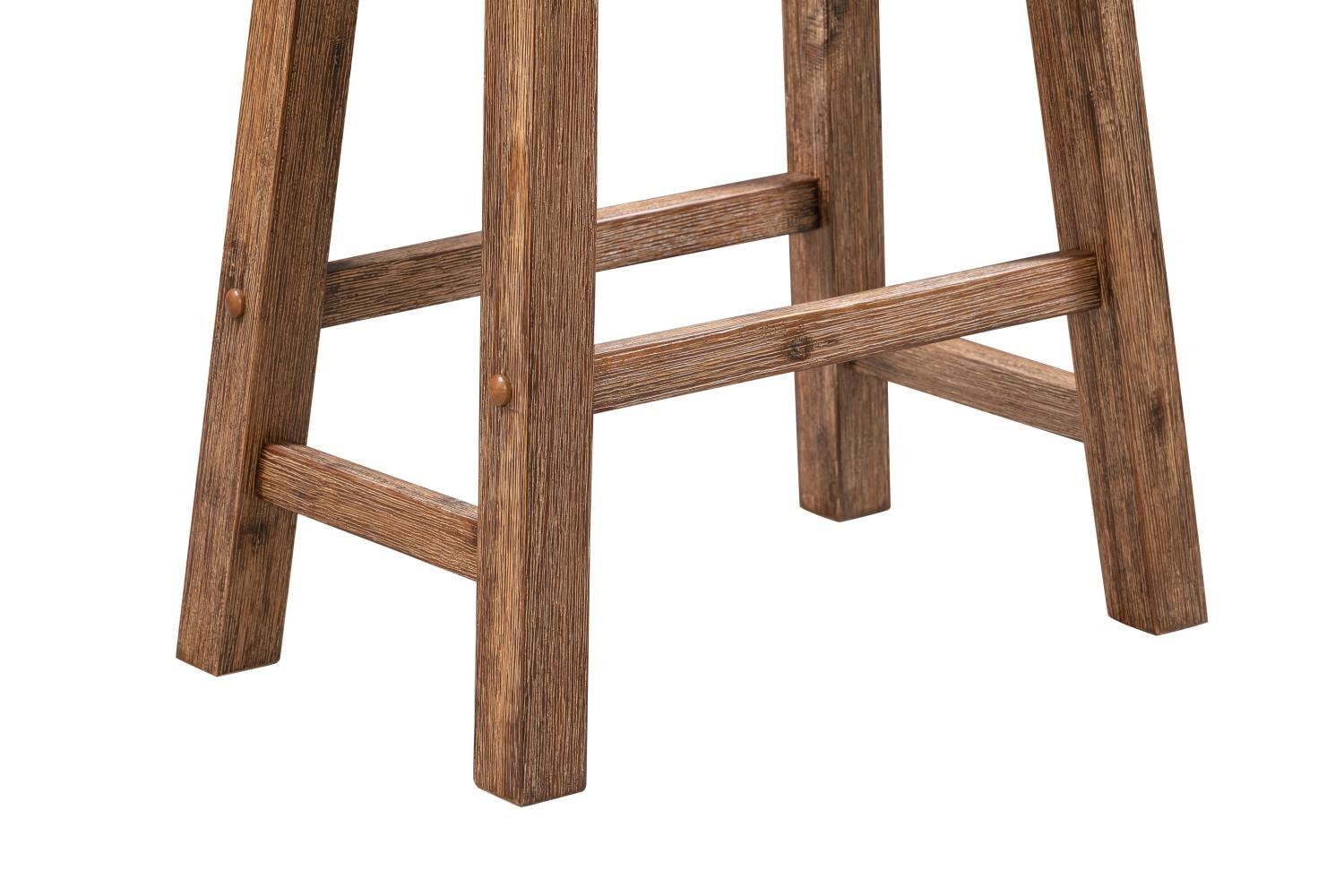Set of 2 29" Sonoma Wire-Brush Saddle Barstools Barnwood - Boraam: Solid Acacia, Footrest
