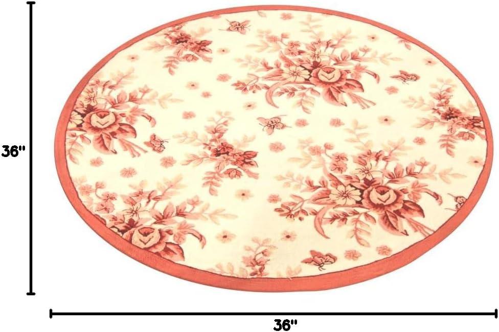 SAFAVIEH Chelsea Benedict Floral Wool Area Rug, Ivory/Rose, 3' x 3' Round