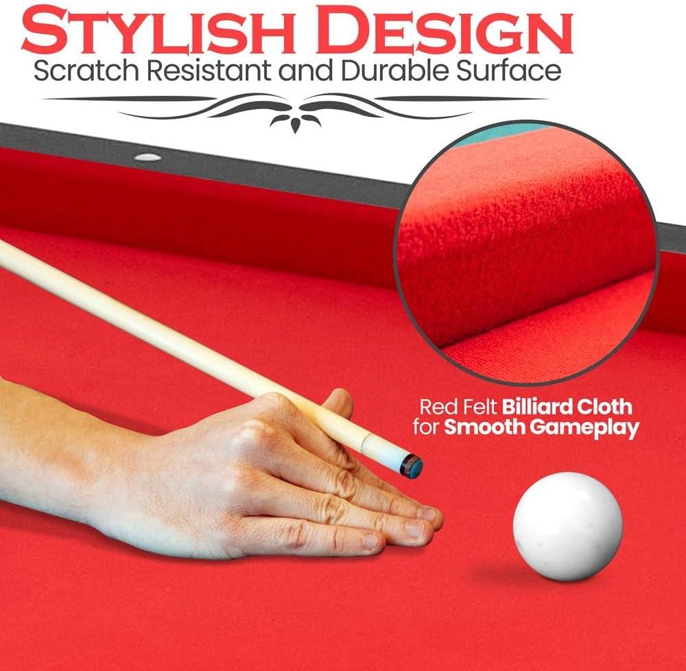 SereneLife 6 Ft Red Portable Pool Table with Accessories