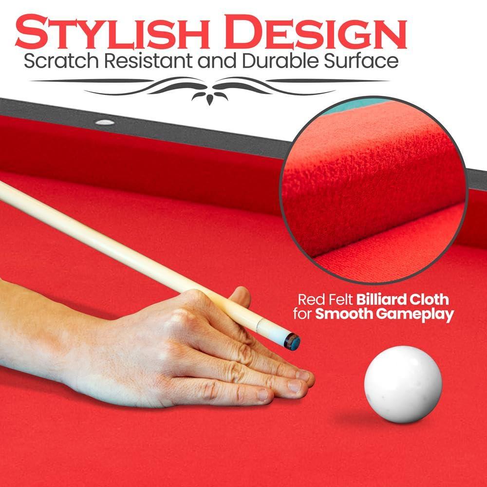 SereneLife 6 Ft Red Portable Pool Table with Accessories