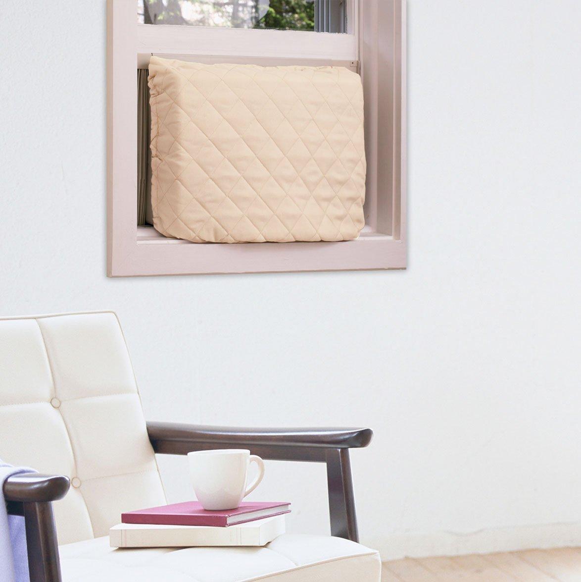 Beige Quilted Indoor Window Air Conditioner Cover