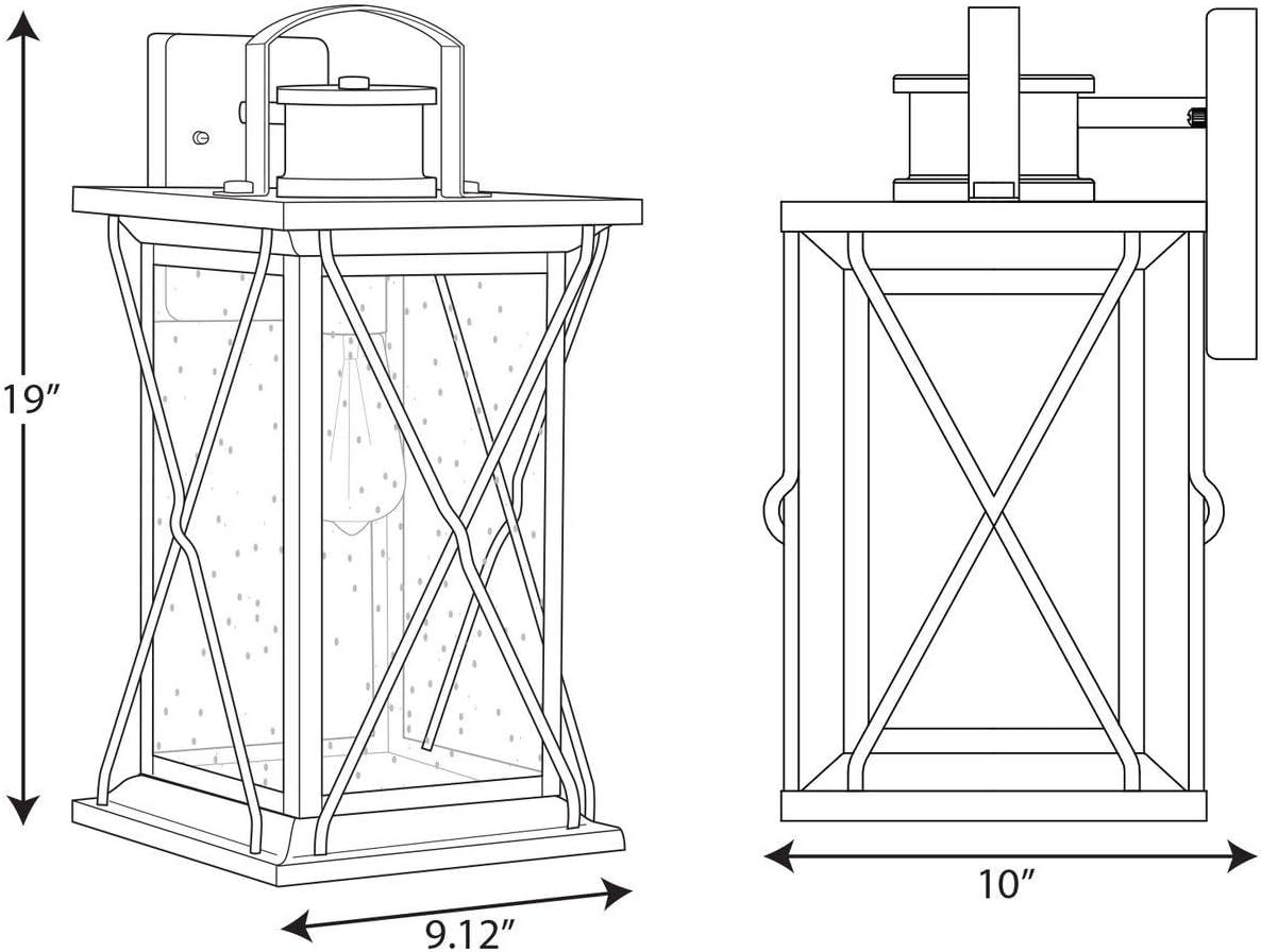 Progress Lighting Barlowe 1-Light Outdoor Wall Lantern in Antique Bronze with Clear Seeded Glass